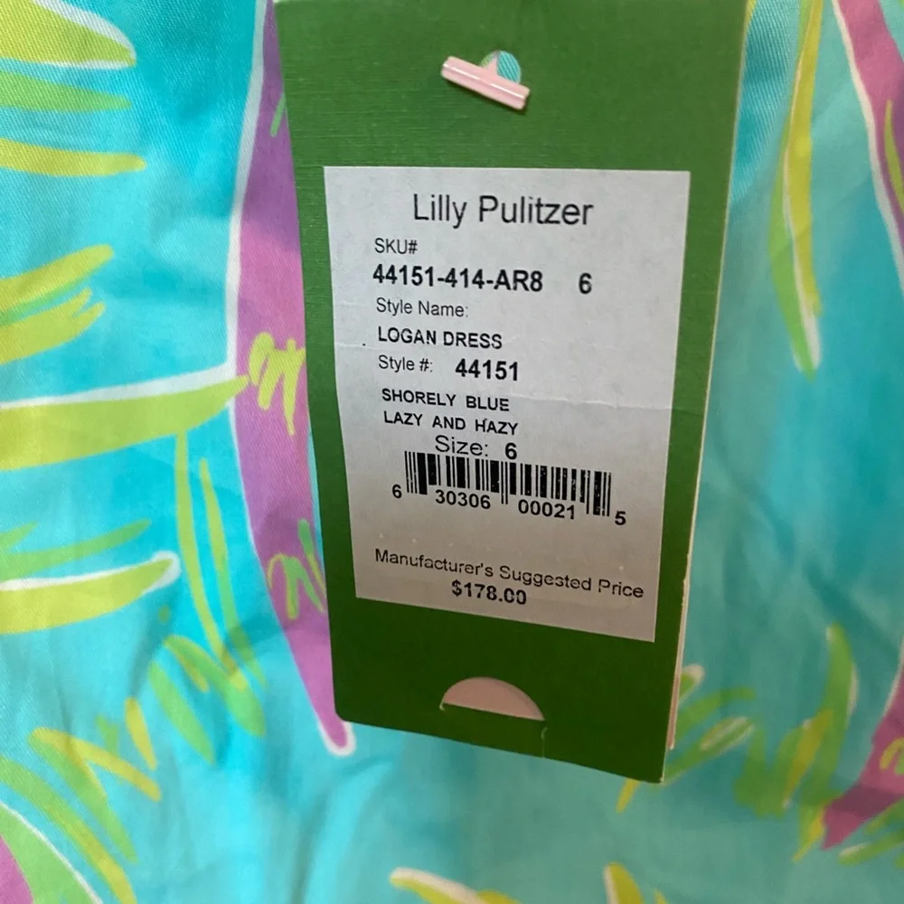 Lilly Pulitzer “Shorely Blue Lazy and Hazy” Logan Palm Tree Dress - Picture 4 of 4